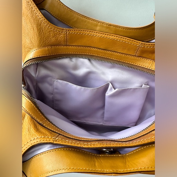 COACH - Maggie 100% Genuine Leather Large Hobo Shoulder Bag - Saffron - Picture 8 of 11